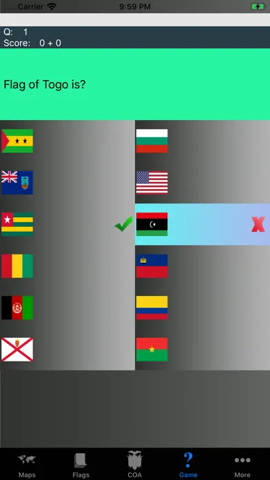 Ảnh chụp màn hình của Country Flags, Maps, COA Quiz