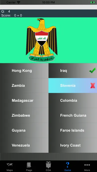 Ảnh chụp màn hình của Country Flags, Maps, COA Quiz