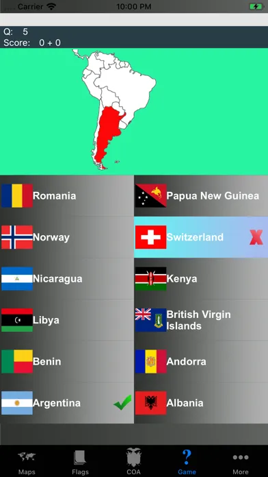 Ảnh chụp màn hình của Country Flags, Maps, COA Quiz