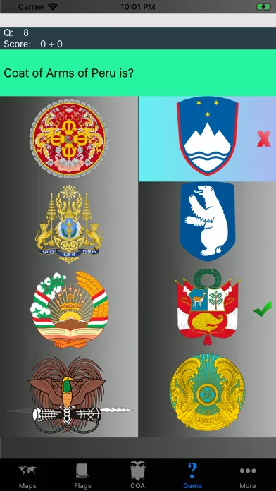 Ảnh chụp màn hình của Country Flags, Maps, COA Quiz