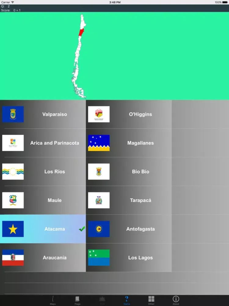Capturas de tela do Chile Region Maps, Flags & Capitals iPad 
