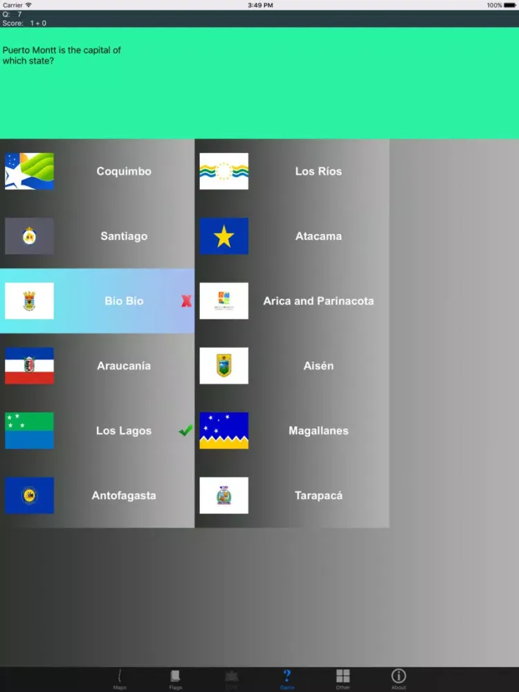 Capturas de tela do Chile Region Maps, Flags & Capitals iPad 