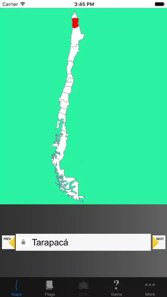 Capturas de tela do Chile Region Maps, Flags & Capitals