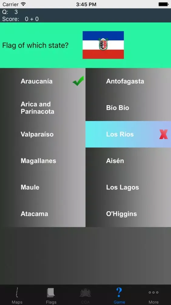 Capturas de tela do Chile Region Maps, Flags & Capitals
