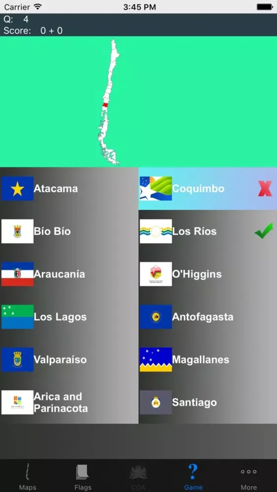 Capturas de tela do Chile Region Maps, Flags & Capitals
