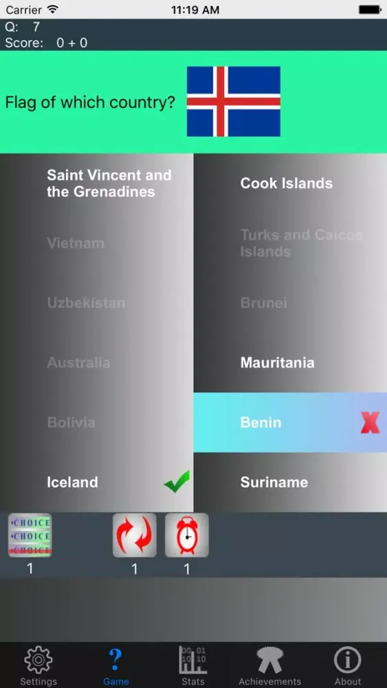 Tangkapan skrin Mega Geography Trivia