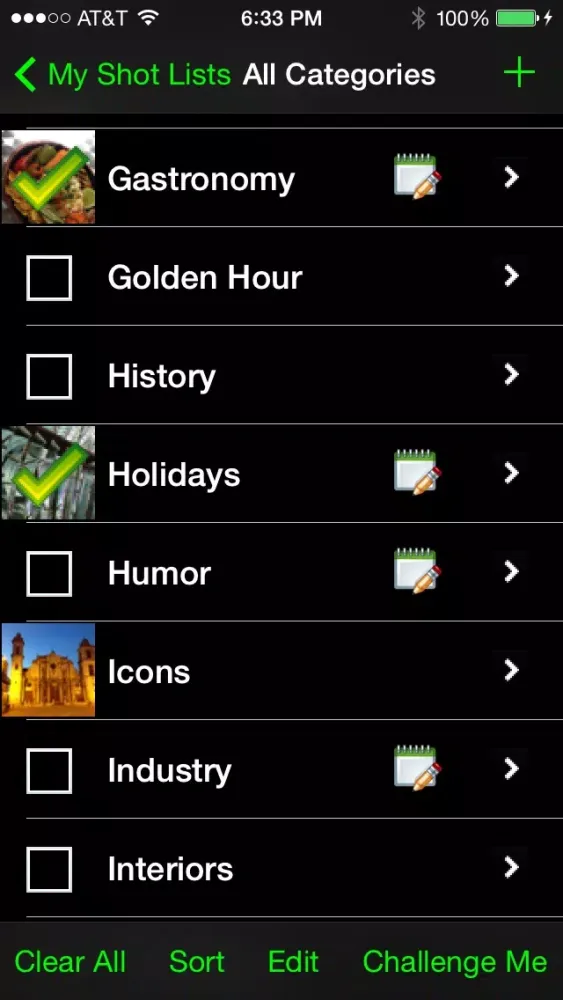 ภาพหน้าจอของ My Shot Lists for Travel