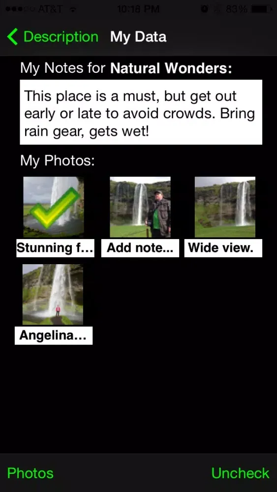 ภาพหน้าจอของ My Shot Lists for Travel