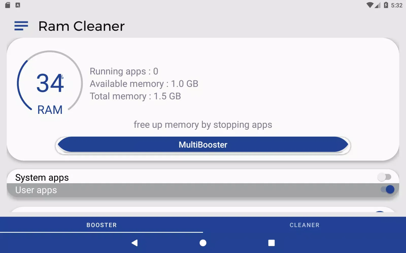 Ảnh chụp màn hình của Ram Cleaner TV