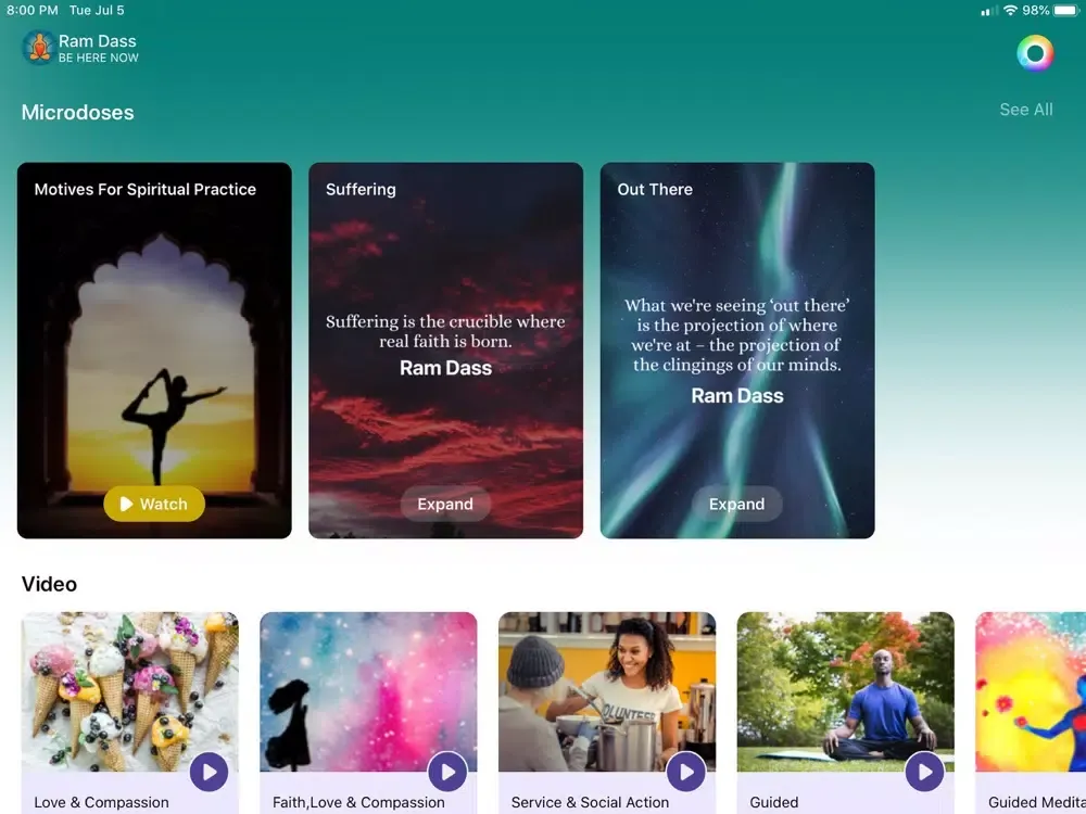 ภาพหน้าจอของ Ram Dass – Be Here Now iPad 