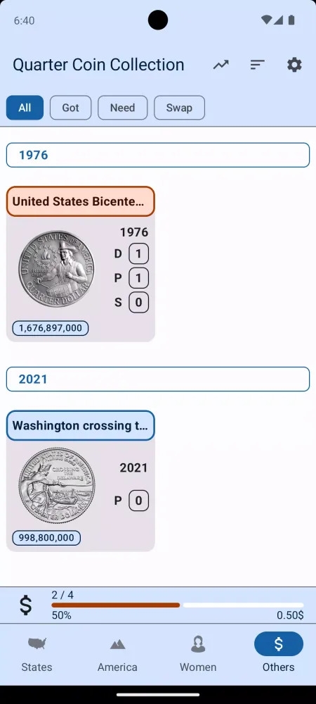 ภาพหน้าจอของ Quarter Coin Collection