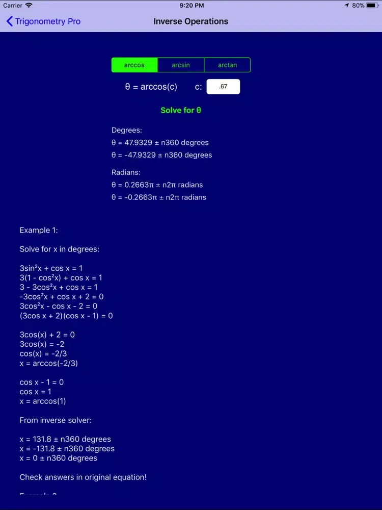 Capturas de pantalla de Trig Pro iPad 