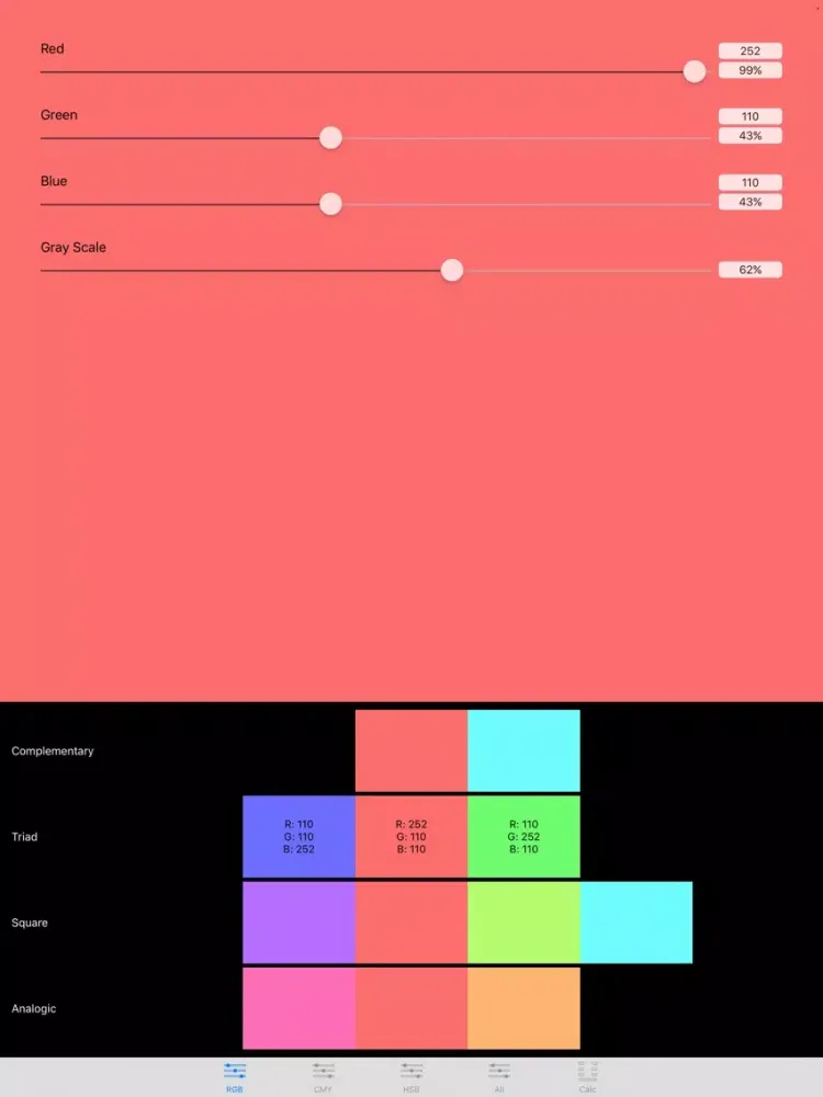 Tangkapan layar Color Builder iPad 