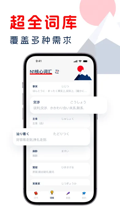 日语学习-考级词汇轻松学&真题模拟考 스크린샷