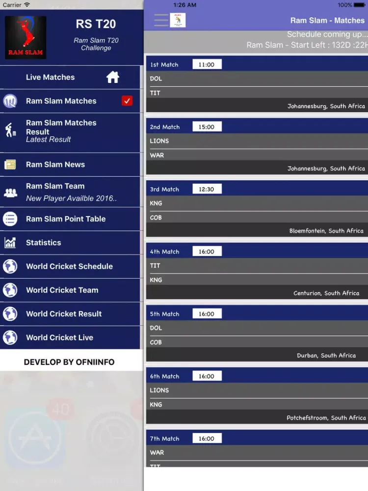 Ram Slam Version T20 - Schedule,Live Score,Today Matches iPad  스크린샷