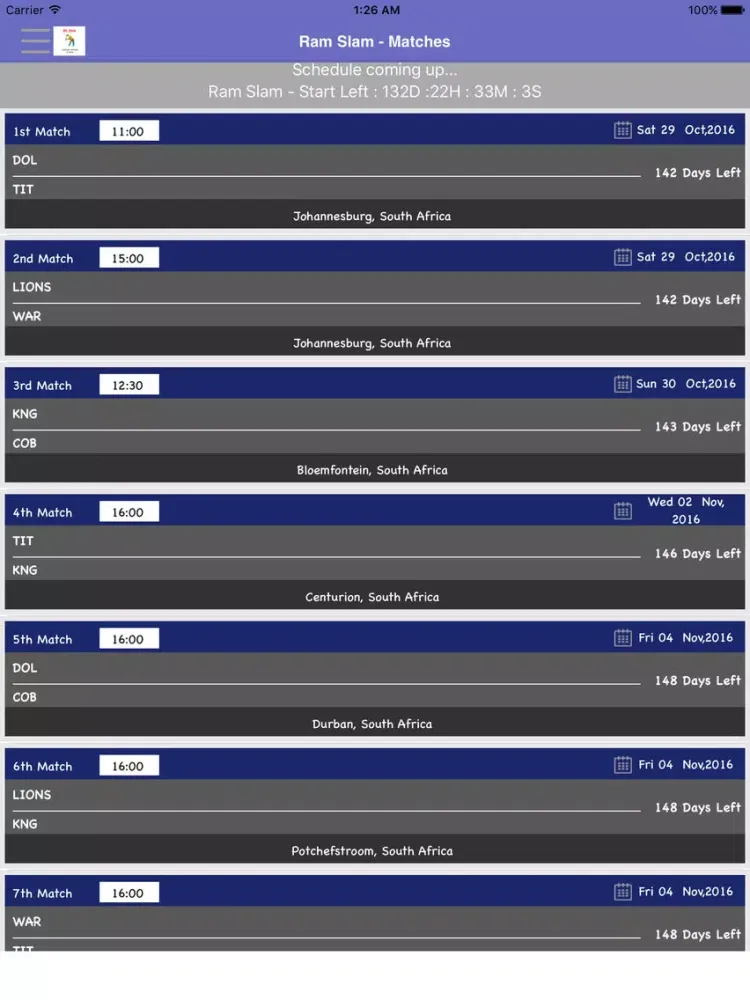 Ram Slam Version T20 - Schedule,Live Score,Today Matches iPad  스크린샷
