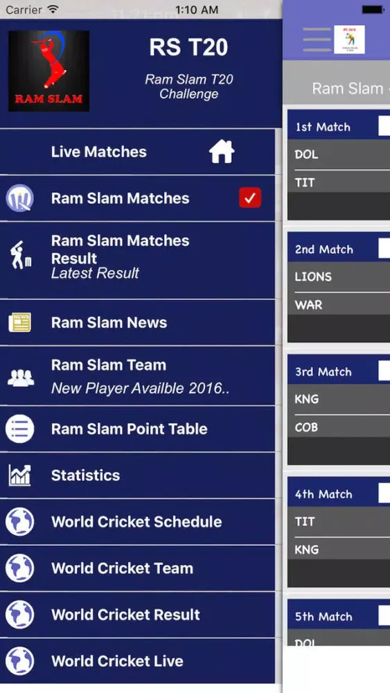 Ram Slam Version T20 - Schedule,Live Score,Today Matches 스크린샷