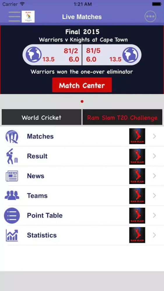 Ram Slam Version T20 - Schedule,Live Score,Today Matches 스크린샷