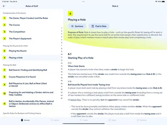 Tangkapan layar Rules of Golf 2023 iPad 