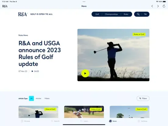 Tangkapan layar Rules of Golf 2023 iPad 