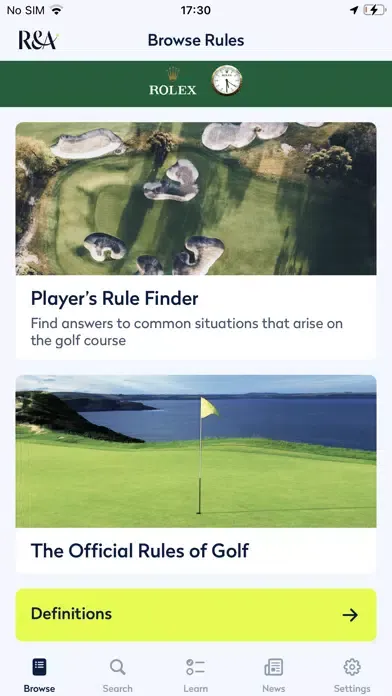Tangkapan layar Rules of Golf 2023
