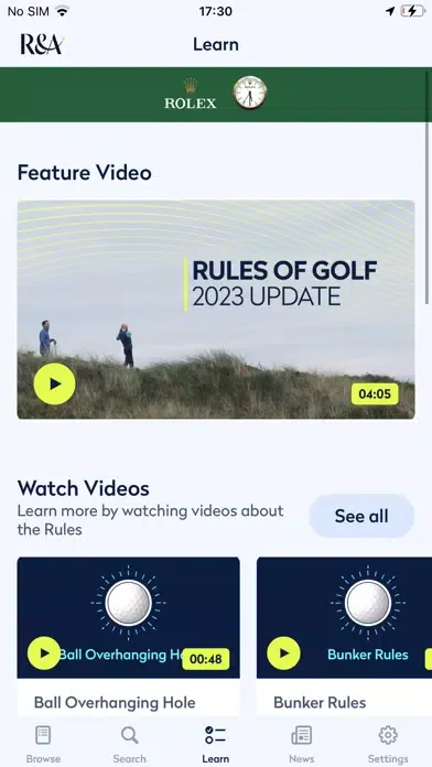 Tangkapan layar Rules of Golf 2023
