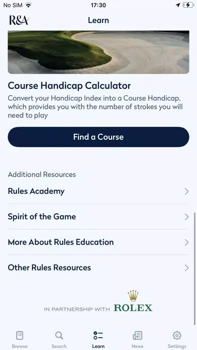 Tangkapan layar Rules of Golf 2023