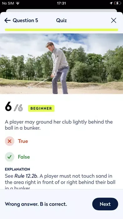 Tangkapan layar Rules of Golf 2023