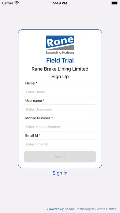 Rane Brake Field Trial Ekran Görüntüleri