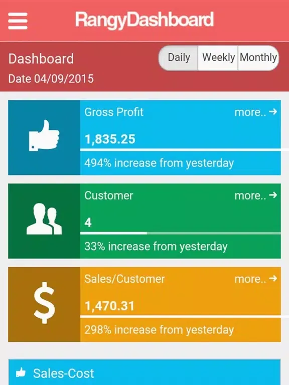 Tangkapan layar Rangy Dashboard iPad 