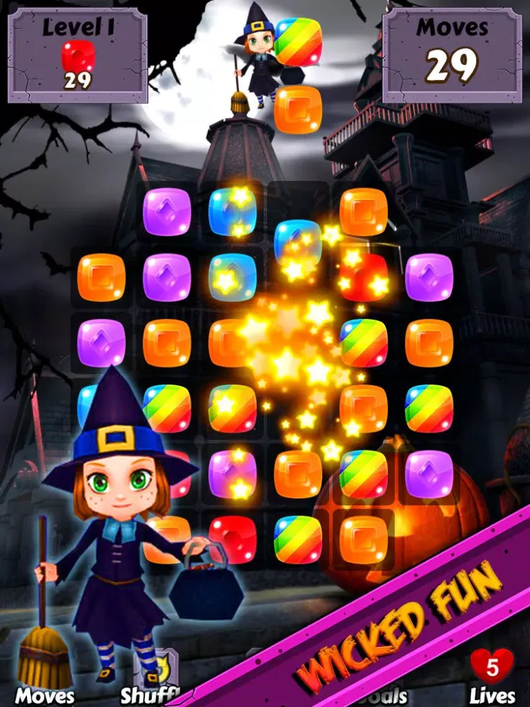 Halloween Candy World Adventure - Pop the gummy drop & match yummy treats to collect skull gems iPad  Screenshots