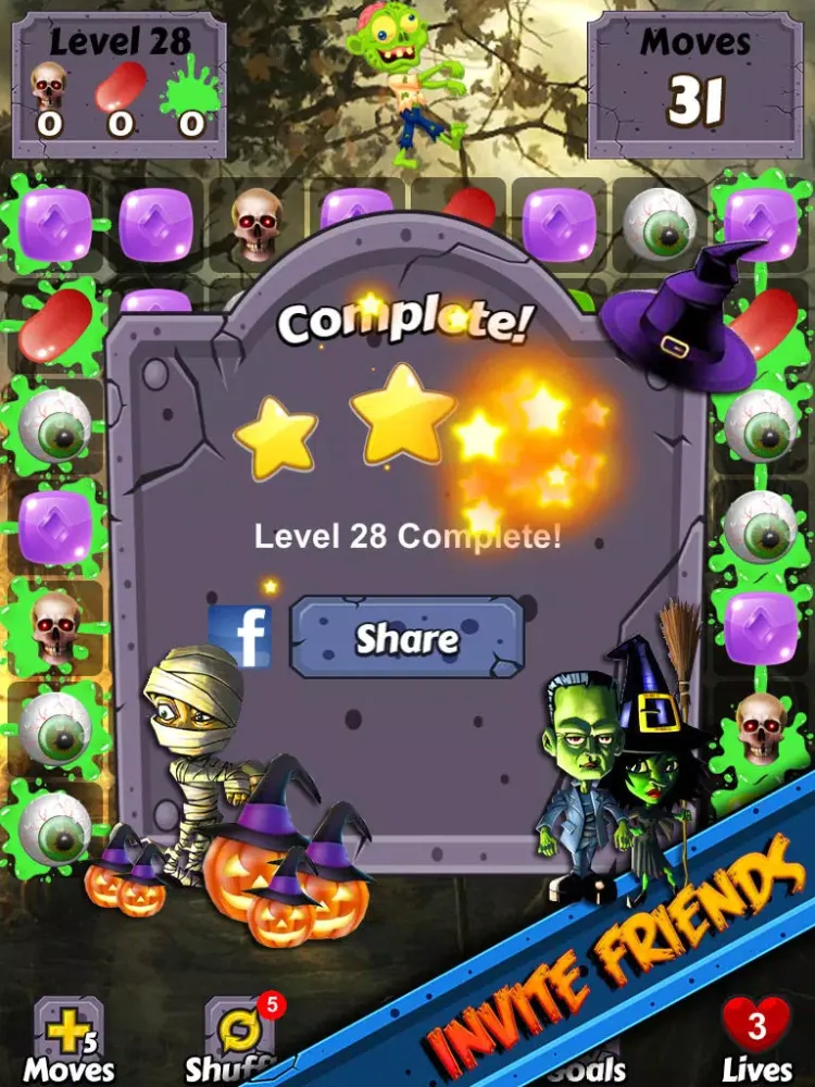 Halloween Candy World Adventure - Pop the gummy drop & match yummy treats to collect skull gems iPad  Screenshots