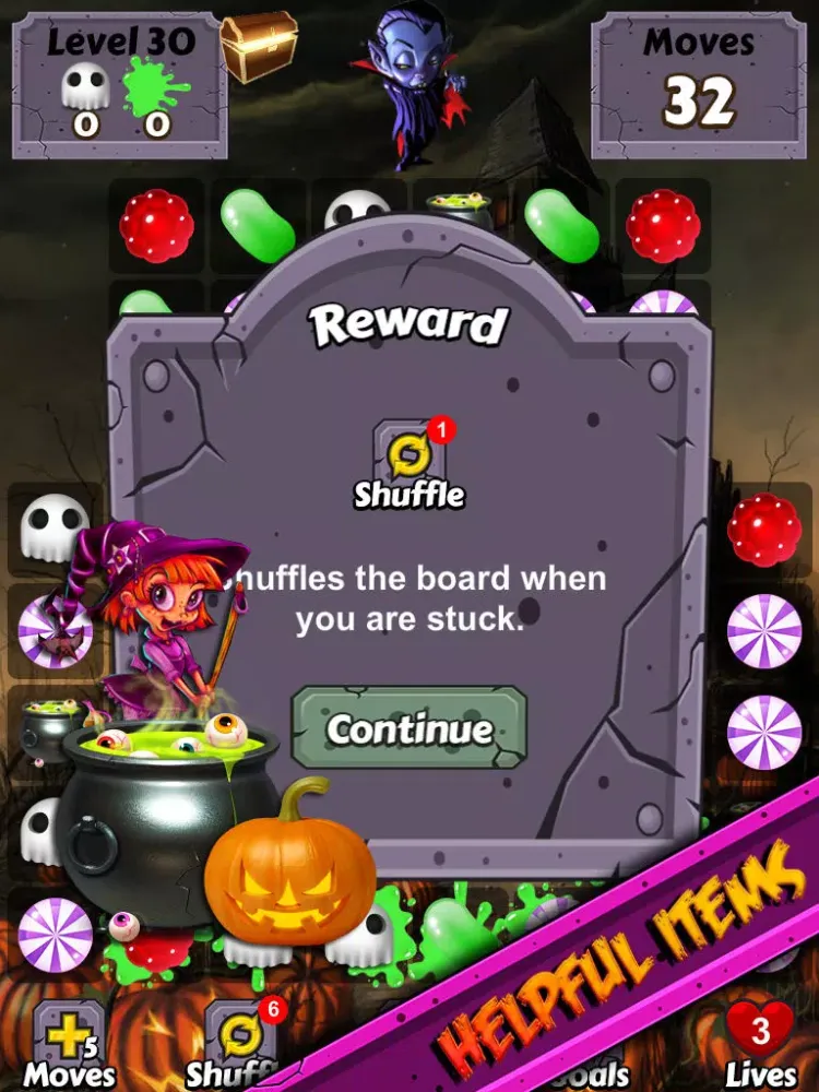 Halloween Candy World Adventure - Pop the gummy drop & match yummy treats to collect skull gems iPad  Screenshots