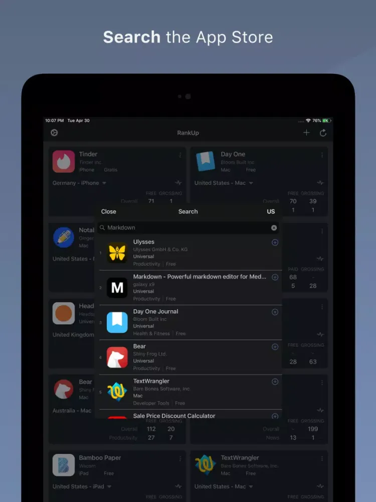 Zrzuty ekranu RankUp - App Store Rankings iPad 