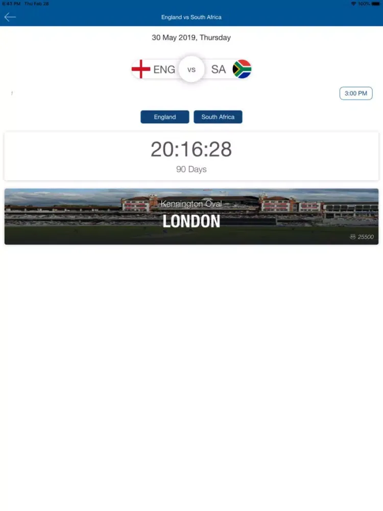 Ảnh chụp màn hình của Worldcup Schedule 2019 iPad 
