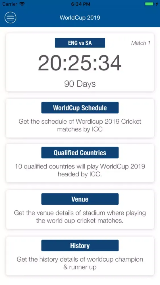 Ảnh chụp màn hình của Worldcup Schedule 2019