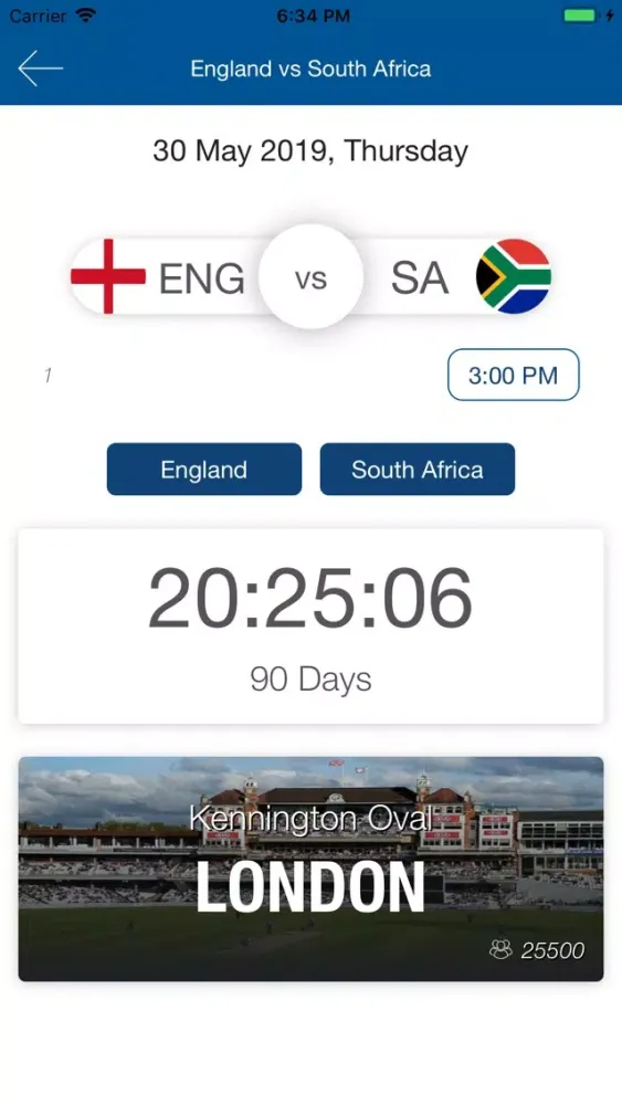 Ảnh chụp màn hình của Worldcup Schedule 2019