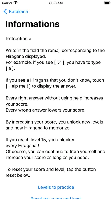 Capturas de tela do Katakana : learn and memorize