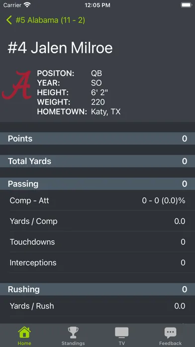 Alabama Football Schedules स्क्रीनशॉट