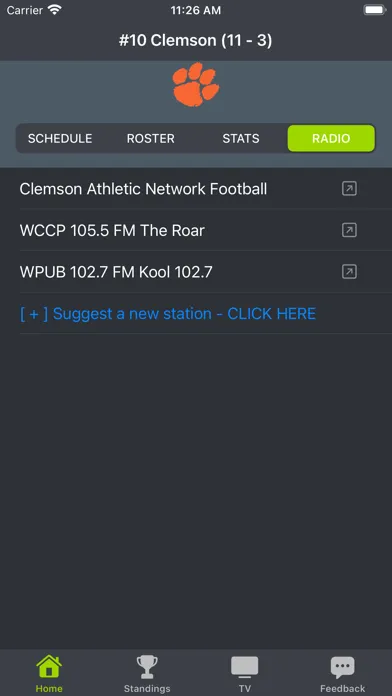 Capturas de tela do Clemson Football Schedules