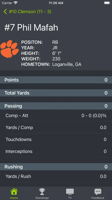 Capturas de tela do Clemson Football Schedules