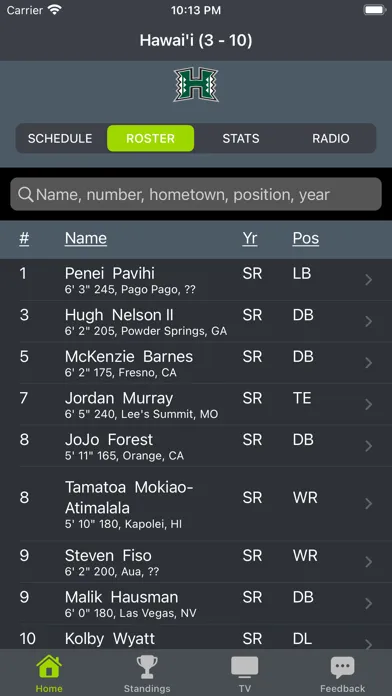 Screenshot di Hawaii Football Schedules