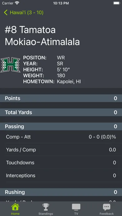 Screenshot di Hawaii Football Schedules