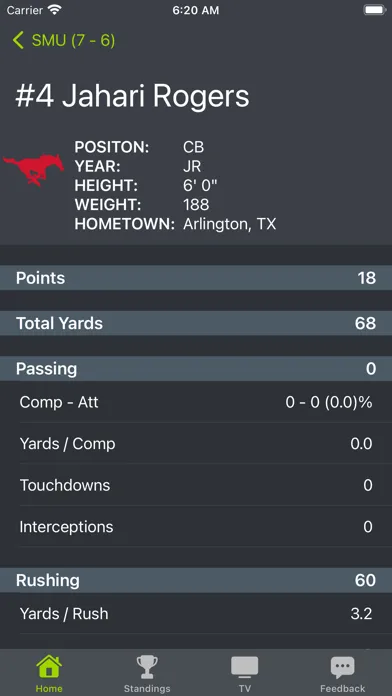 Capturas de tela do SMU Football Schedules