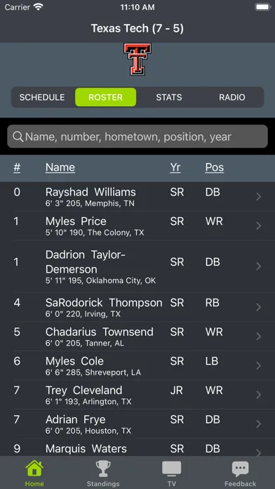 Texas Tech Football Schedules Screenshots
