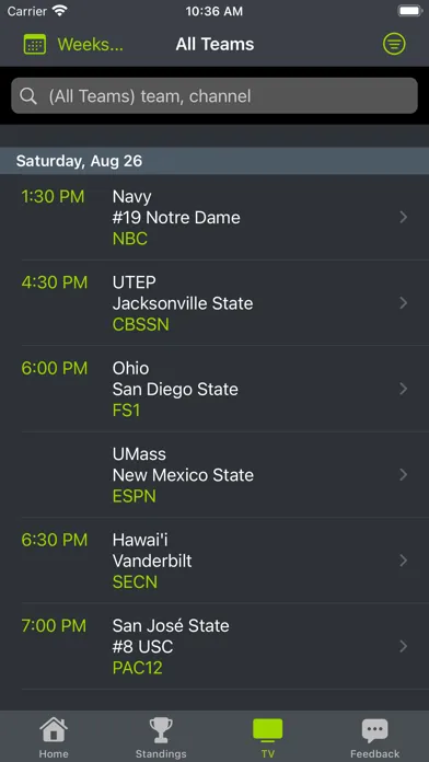 Capturas de pantalla de Utah State Football Schedules