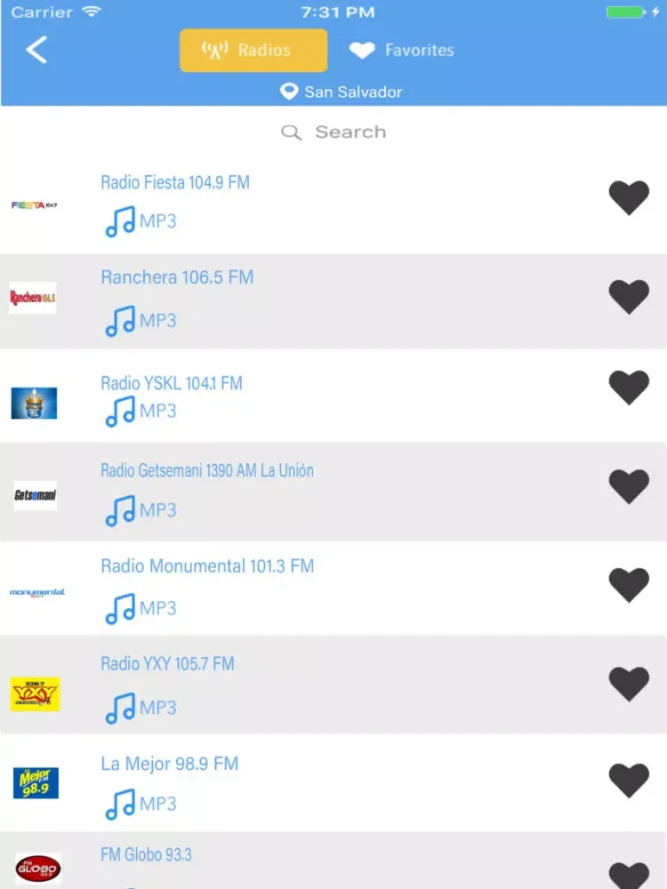Radio El Salvador FM AM Online iPad  Screenshots