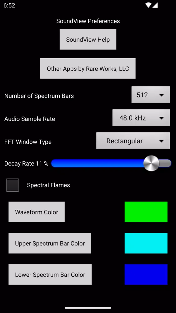 Captures d'écran de Sound View Spectrum Analyzer