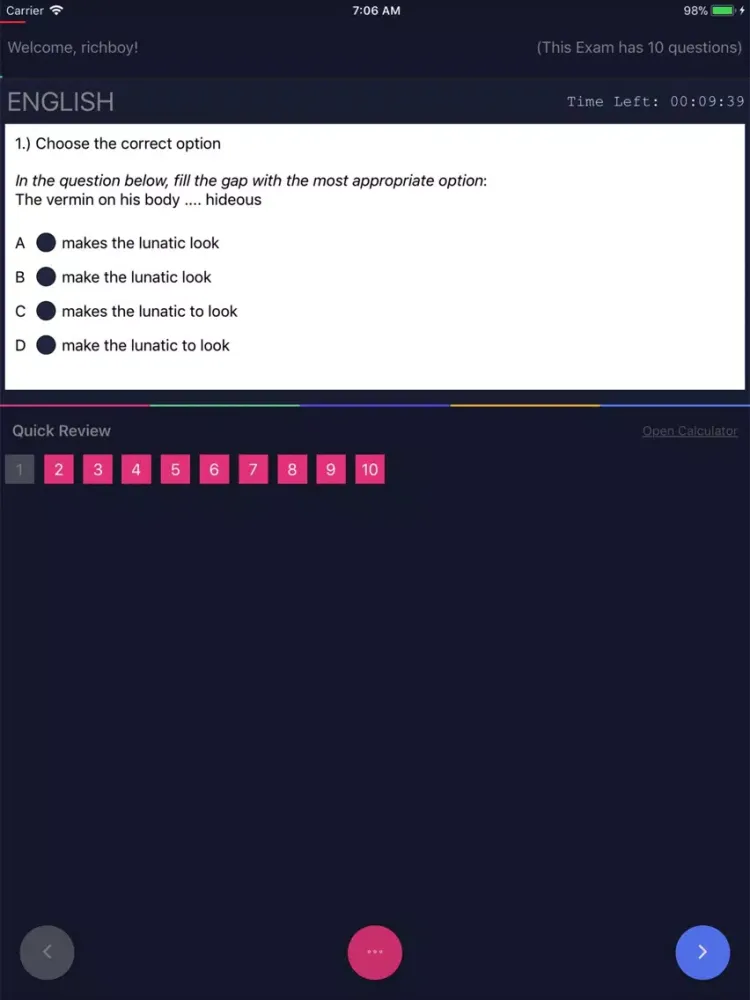 SmartLearn JAMB Network Exam iPad سکرین شاٹس