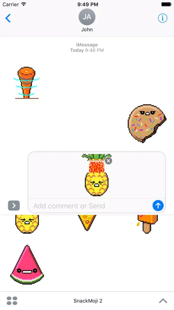 Capturas de tela do SnackMoji 2